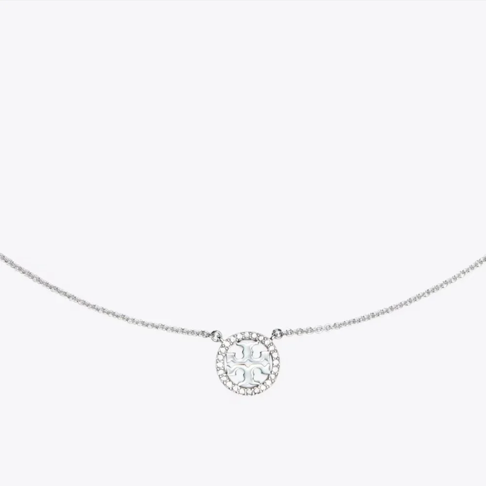 Tory Burch Silver Round Pave 16 in. Necklace - Picture 2 of 3